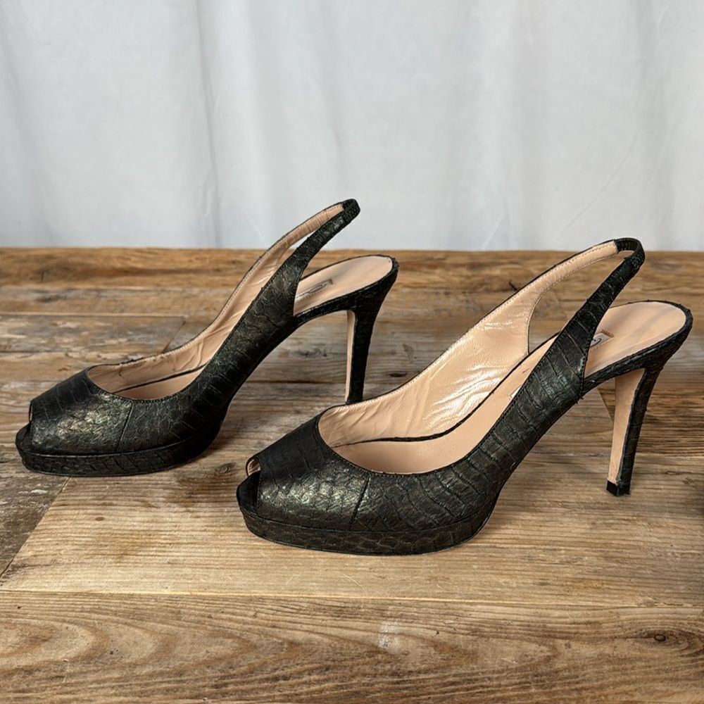 Oscar de la Renta Platform Peep Toe Heels - 37/6.5 - Picture 4 of 9
